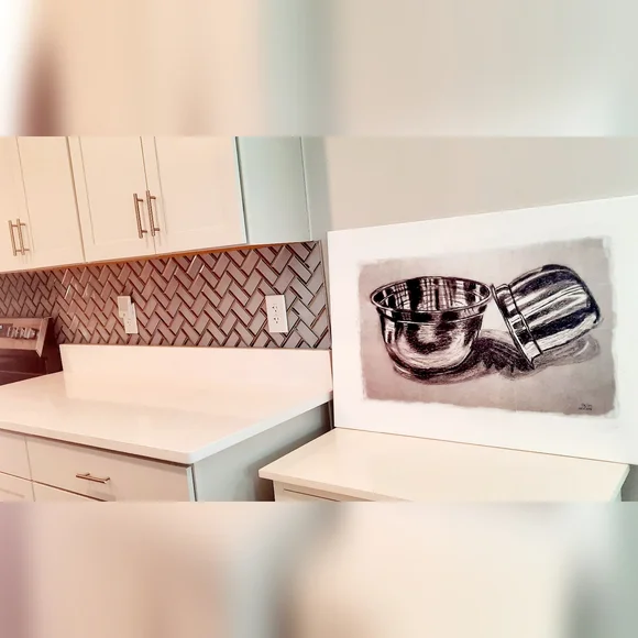 Silver Bowls Reflective Kitchen 3D Wall Art